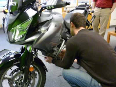 Jacob installs the crash bar prototype